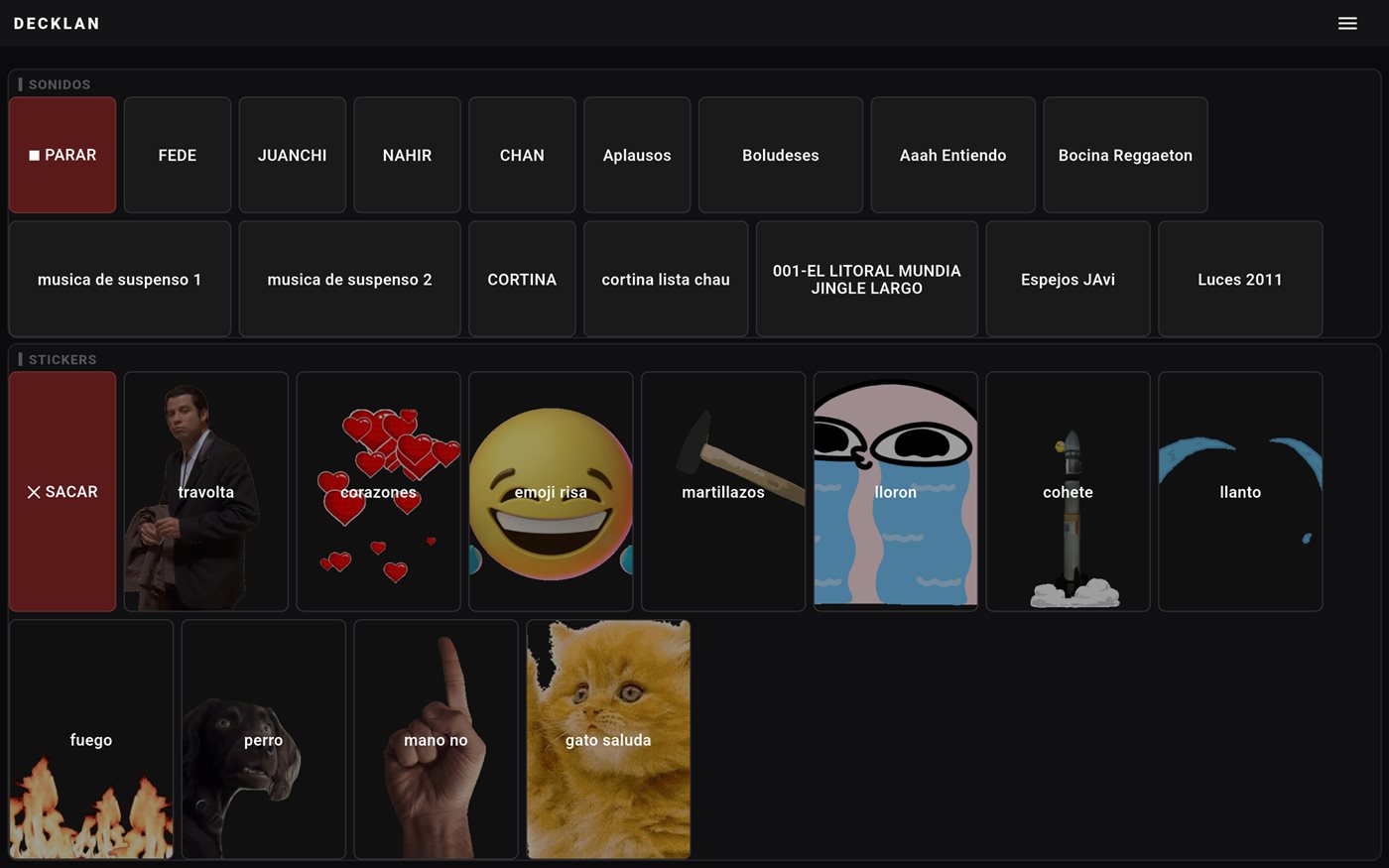 DeckLan: cámaras de vMix, sonidos y stickers en una sola pantalla