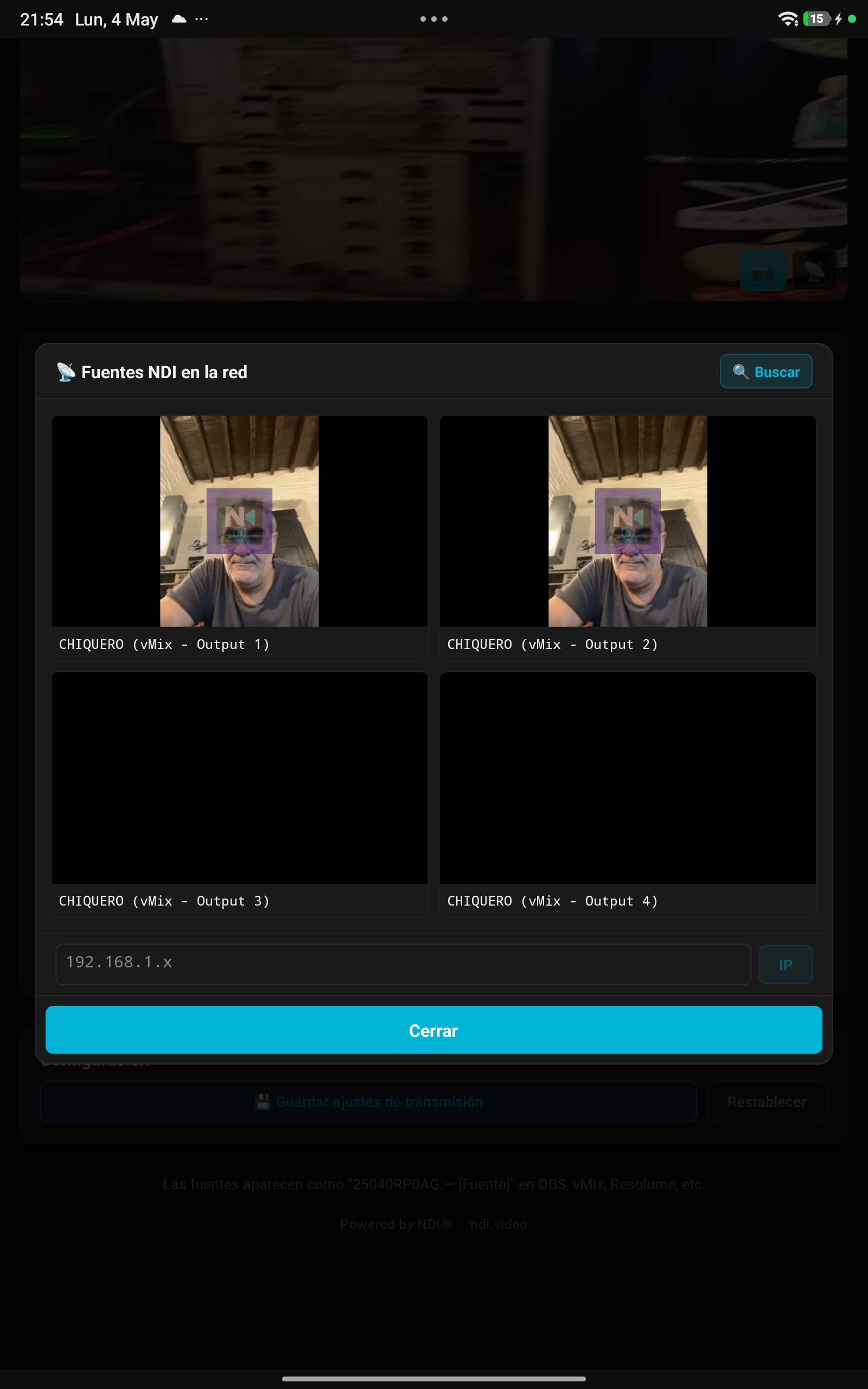 NDI Monitor source picker