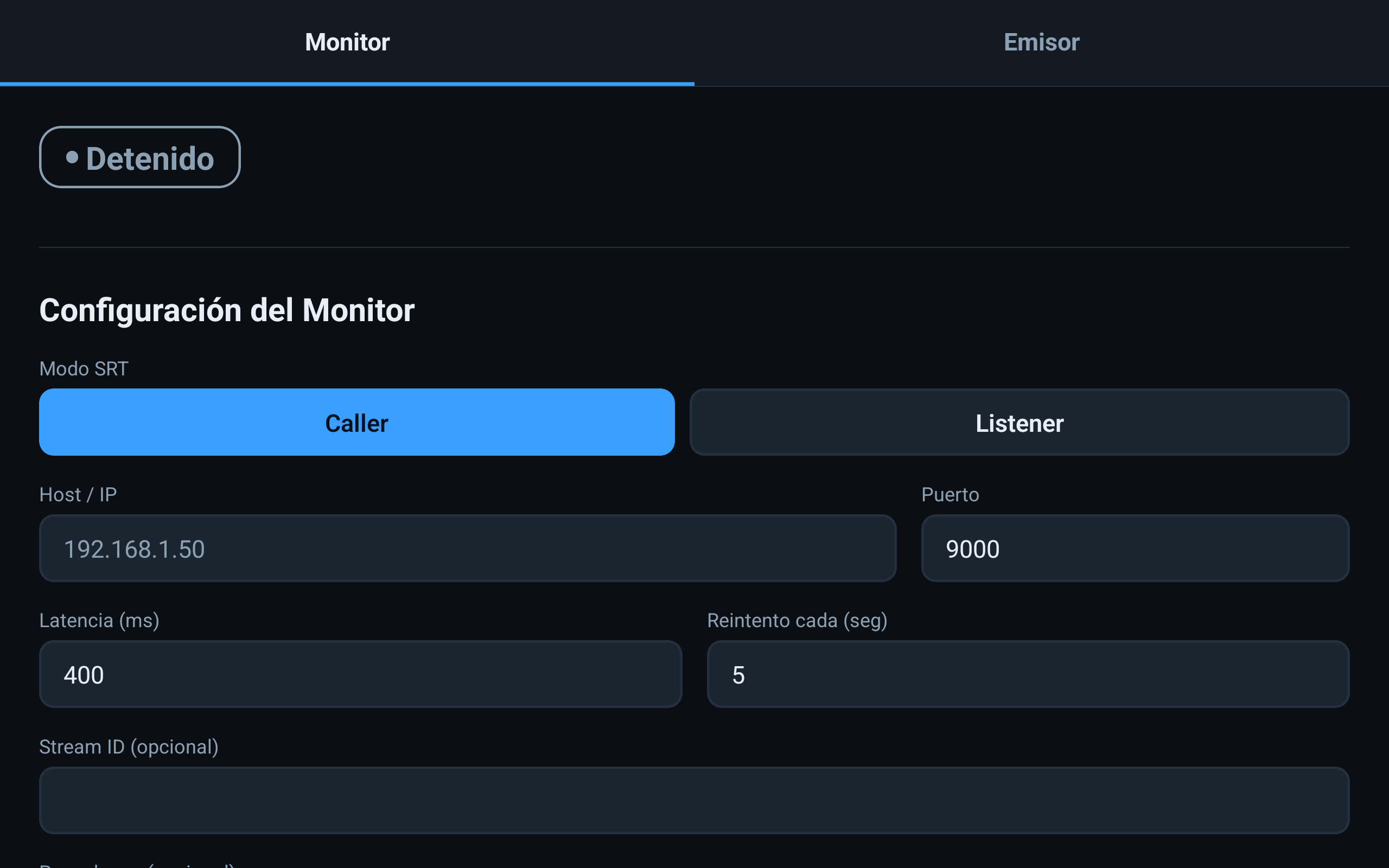 SRT Toolkit Pro — Monitor screen